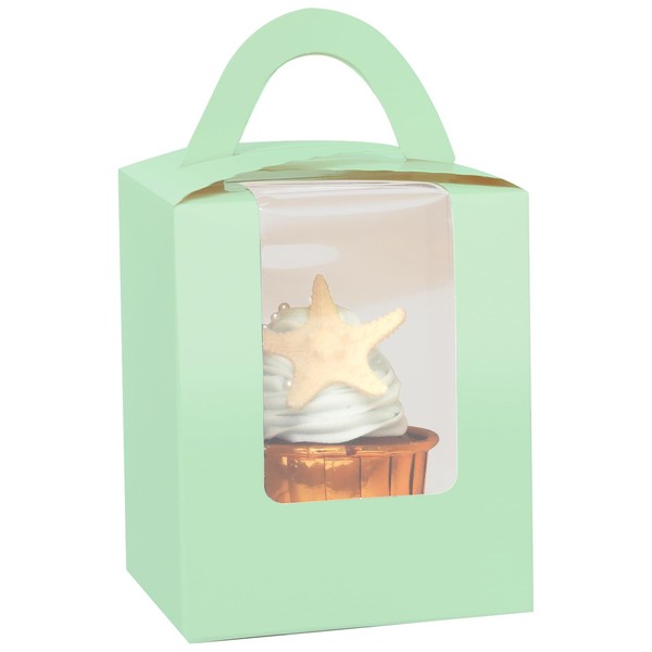 Gcardist Light Green Cupcake Boxes Individual Cupcake Holders Disposable 25pcs