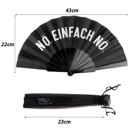 COLOFALLA Black Hand Fan with Organza Bag Funny Fan Nö EIinfach Nö for Husband Wife Best Friends Girlfriends Colleagues Summer (Simply Nö.)