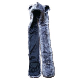 Thickened Animal Hat Hood Faux Fur Hood Scarfs Full Pockets Ear Cap Hoodie Furry Gloves (Thickened Gray Wolf)
