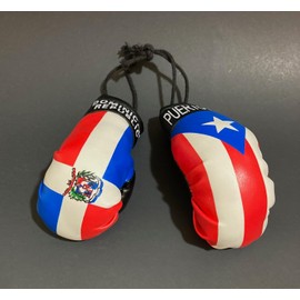 Puerto Rico & Dominican flag Boxing Gloves for Car Accessories Haning Rearview mirror Puerto Rican Dominican Republic