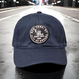 New York City NY Patch Dad Hat, Adjustable Cotton Baseball Cap for Men & Women Golf, Gym (Midnight Navy Blue)