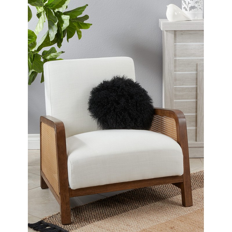 SARO LIFESTYLE Mongolian Lamb Fur Poly Filled Throw Pillow