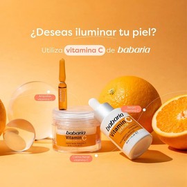 Babaria Kit Ritual Vitamina C, Set de 3 Productos, Crema Facial+ Sérum + Ampolla+ GRATIS Cosmetiquera Plata, Tratamiento Antioxidante con Luminosidad, Reduce las manchas, Antioxidante, Textura fresca y ligera, Absorción rápida, Apto para todo tipo de pie