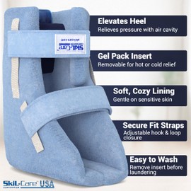 Skil-Care Heel Float Boot, Medium, 4" Wide - Zero Heel Pressure, Cooling Gel Pack, Cozy Cloth Inner Cover, Anti-Foot-Drop Construction, 503035