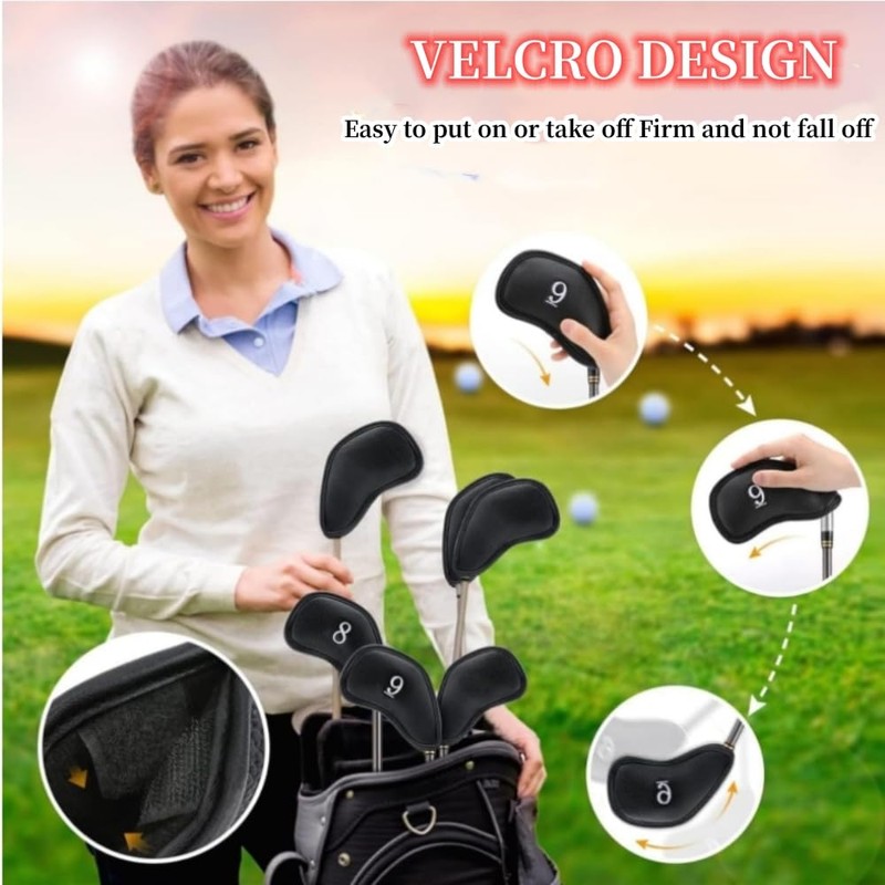 Golf Club Head Covers, Full Set of 12, Synthetic Leather,