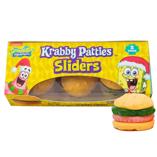 Giant Gummy Krabby Patties Candy, SpongeBob Burger Sliders, 9.52 Ounce