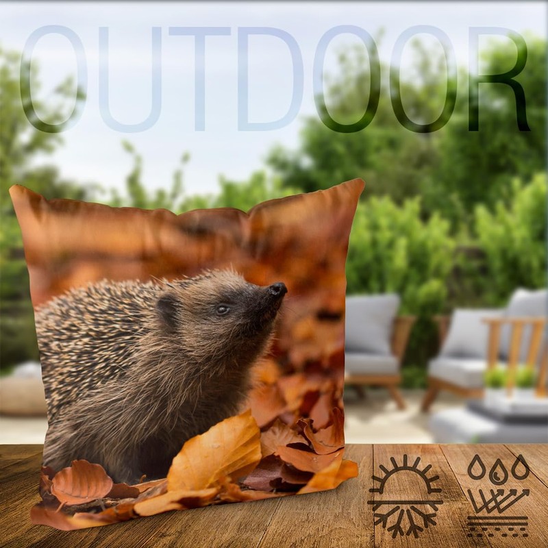 VOID Hedgehog Autumn Leaves Cushion Cover Polyester Decoration Easter Decorative