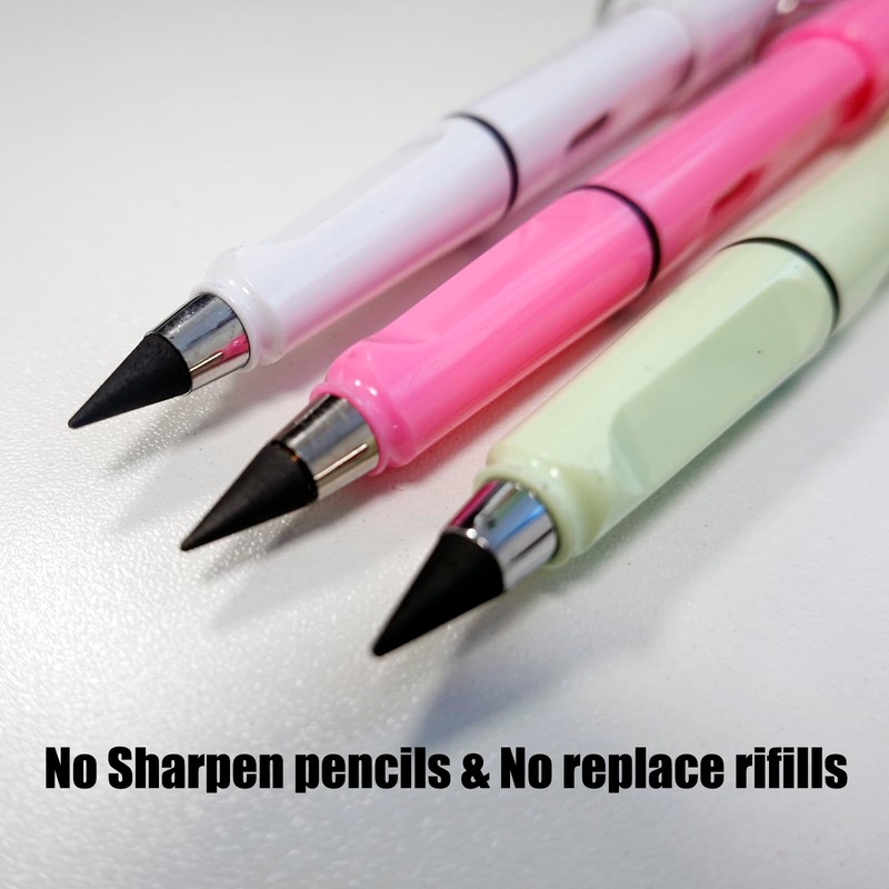 XNJIHWA 12PCS Infinity Pencils Black Refill Pencil Inkless Everlasting Pencil
