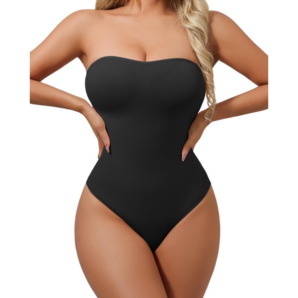 USEASY Thong Shapewear Tummy Control Shapewear Bodysuit Strapless Bodysuit Seamless