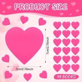 Jetec 48 Pcs Valentine's Day Heart Sticky Notes 3 x 3 Inch Bright Color Sticky Pad Self Sticky Note Pads Cute Memo Pads for Valentine's Day Men Women Mother's Day Wedding, 100 Sheets/Pad (Pink)