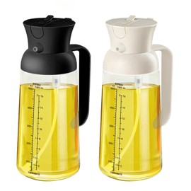YRRAMATE - 2pcs 18oz/550ml Olive Oil Dispenser for Kitchen - 2 in 1 Oil Sprayer for Cooking - Olive Oil Dispenser and Oil Sprayer - Food-grade Oil Spritzer for Air Fryer, Salad BBQ (Black & White)