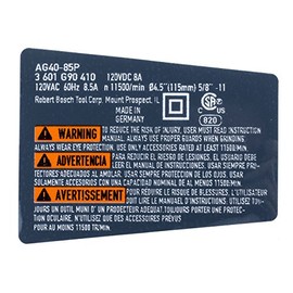 Bosch Parts 1601118L32 Nameplate