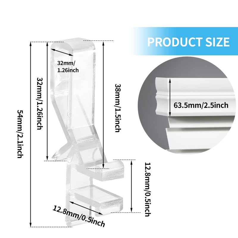 Waziaqoc 20PCS Hidden Valance Clips for 2 Inch Valance Channel,