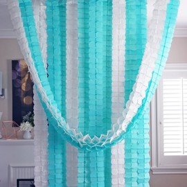 3D Four Leaf Flower Tissue Paper Hanging Streamers for All Party Events, Photo Garland Backdrop, 12-Pack (Mint, Aqua, White)