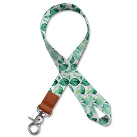 AZEAM Lanyard,Black Lanyard for Keys Keychain Lanyard Holder with Metal Clasp, ID Badges Cool Lanyard for Men Women, Long Neck Teacher Lanyard for Card Holder Car Keys,Wallet,Key chain(Green Leaf)