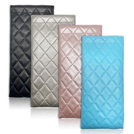 SAIIURV 4 Stück Brillenetui Weich, PU Leder Brillentasche Kratzfestes, Wasserdicht Sonnenbrillen Etui, Brillenhülle, Tragbar Schmuck Aufbewahrungsbeutel Brillentasche Weich für Damen Herren (4PCS)