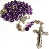 elegantmedical HANDMADE AMETHYST ROSE BEADS 5 DECADE ROSARY ITALY CROSS