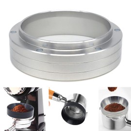 53mm Magnetic Espresso Dosing Funnel Lightweight Aluminum Coffee Dosing Ring Compatible 53mm Portafilter (Silvery, 53mm)