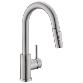 Modern Bar Sink Faucet for Kitchen Sink Single Handle with Pull Out Sprayer Hot and Cold Brushed Nickel CENOSA