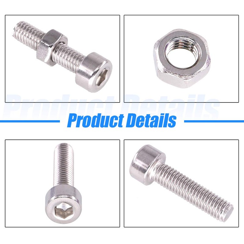 Glarks 510Pcs M3 M4 M5 304 Stainless Steel Hex Socket