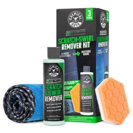 Chemical Guys Insynchro Scratch & Swirl Remover (8 oz) - Kit with Hex Logic Dual Sided Hand Polishing Pad and Monster Extreme Microfiber Towel for Paint Restoration and Gloss Enhancement