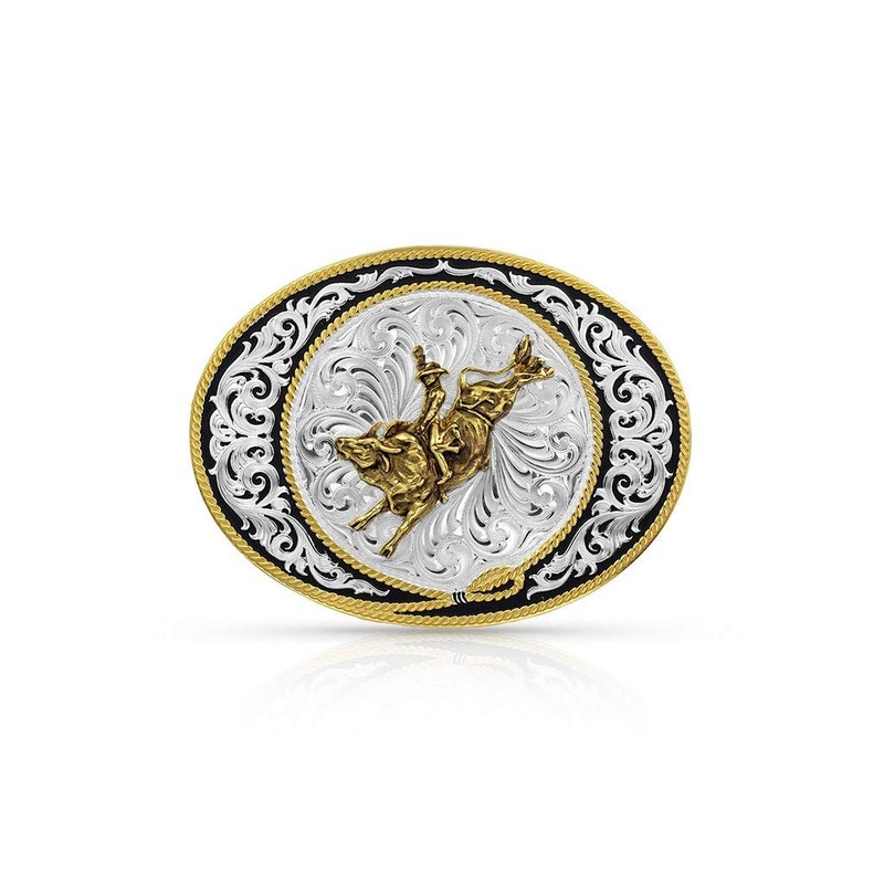 Montana Silversmiths Unisex Ranch Rope Bull Rider Buckle Silver One