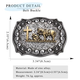 LYTOPTOP Western Cowboy Texas Retro Celtic Cross Horse Man Religious Christmas Belt Buckle Gifts