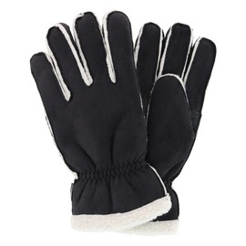 Isotoner Mens Microsuede Winter Gloves with Faux Fur Outseam XL Black Black 95, black