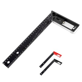 2024 New Multi-Angle Measuring Ruler, Carpenter Square, 12" Combination Framing Square, Adjustable Square 10-90 Degrees, L Square for Precise Measuring, Drawing, Woodworking, L Shape Ruler (Black)