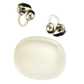 Ucani Clip on earbuds, Open Clip-On Earphones Open Ear Headphones, ‌HiFi Music‌ 360° ACS, With ENC Crystal Clear Calls, Wireless Headphones Bluetooth-5.4 Compatible iOS Android, 65H Playtime, white