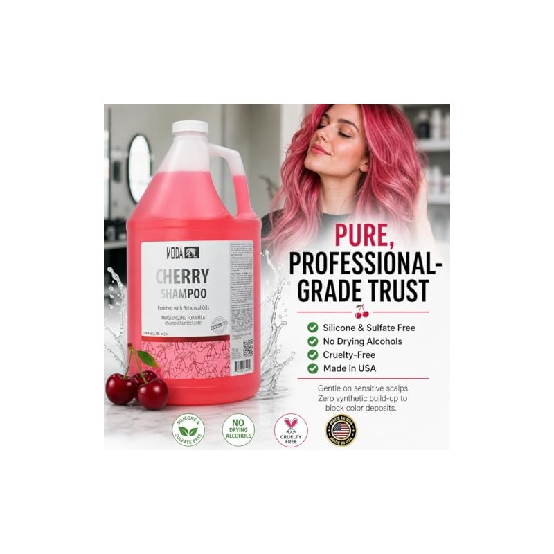 MODA - Champú hidratante para todo tipo de cabello, cereza,