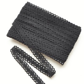 MYmama Petite Tyrolean Torsion Lace, Approx. 0.6 inches (1.5 cm), Width 4.0 ft (10 Y), 0.6 inches (9 m), 0.6 inches (15 mm), Handmade (Black)