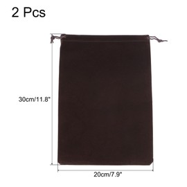 PATIKIL Microfiber Pouch 30x20cm Brown 2pcs Soft Storage Drawstring Gift Bag for Glasses Wedding