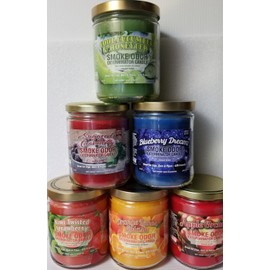 Smoke Odor Exterminator 13 oz Jar Candles Cool Cucumber & Honeydew, Assortment (6) Includes Apple Orchard, Orange Lemon Splash, Sugared Cranberry, Kiwi Twisted Strawberries & Blueberry Dreamz.