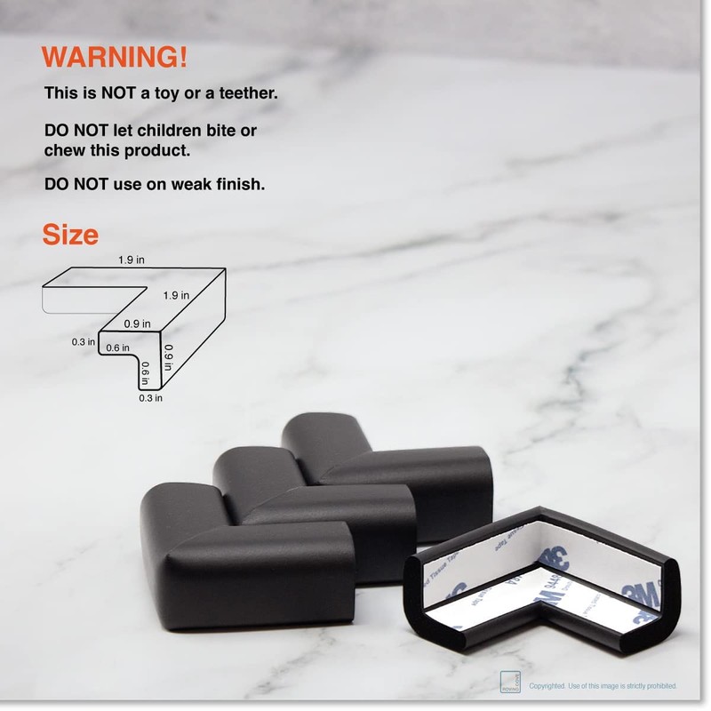 Roving Cove Slimfit Corner Edge Protector for Baby Proofing (Small