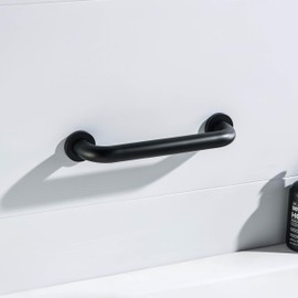 KIBI 12 Inch Stainless Steel Bathroom Safety Grab Bar | Curved Shaped Grab Bar for Bathtubs and Showers, Shower Safety Grab Bars for Seniors, Wall Mounted Anti-Slip Support (Matte Black, KGB1012)