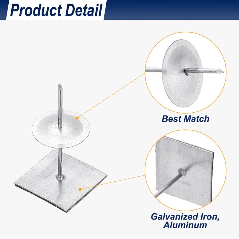 PATIKIL 30mm Self Stick Insulation Pins, 50Sets Washers Aluminum Insulation