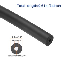 MECCANIXITY Pipe Insulation Foam Tube Lagging Insulation 3mm(1/8") ID 12mm(1/2") OD 24" Heat Preservation for Antifreeze Insulation, Handle Grip, Black