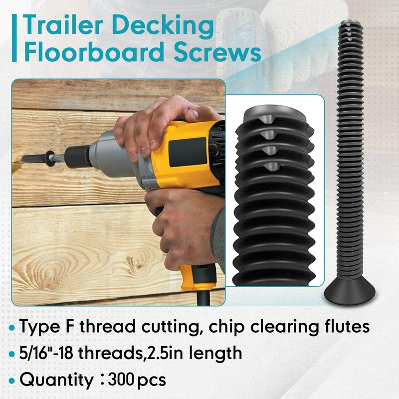 Bopowo (300pcs) 1/4-20 x 2 1/2 Flat Head Thread Cutting