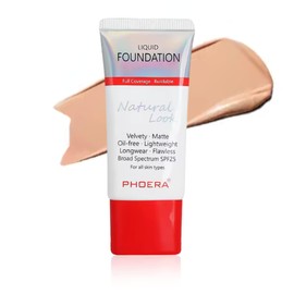 Foundation Full Coverage Makeup, 24hr Long Lasting Oil Control, Soft Matte Flawless Waterproof Foundation, New Improved Packaging and Tube with Lid (103 - Warm Peach, 30ml)