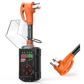 Vehiker 18000 Joules-RV Surge Protector 50 Amp, RV Power Surge Voltage Protection, RV Adapter Plug for Camper, Circuit Analyzer for Travel Trailers with Dual-Monitor Display(Orange)