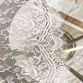 Ziweidue 5-Pack Vintage White Lace Tablecloths - Rectangular 60x120 Inches Eyelash Lace Overlay for Shabby Chic Decor, Perfect for Weddings, Holiday Parties, and Baby Showers (5pcs)