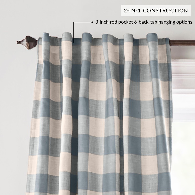 Elrene Home Fashions Farmhouse Living Grainger Buffalo-Check Blackout Window Curtain,