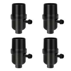 4 Packs 3-Way Lamp Socket Replacement,E26 Base with Turn Knob for Low-Medium-High Light Settings UL Listed Lamp Parts for Table Lamp Repair (Black