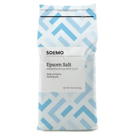 Solimo Epsom Salt Soak Magnesium Sulfate USP 8 Pound 128 oz - 3 Packs