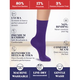 Hugh Ugoli Kids School Uniform Rayon derived from Bamboo Dress Socks, Solid Color Crew Socks from Toddlers to Youth, 5 Pairs, 3-5 Years, Purple