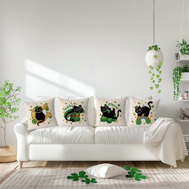 QIONG MENG St Patricks Day Pillow Covers 18x18 Inch Set