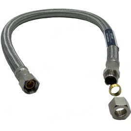 EZ-Fluid 12-Inch Faucet Supply Extension Line 3/8" Male Comp. To 3/8" Female Compression Stainless Steel Braided Faucet Extension Supply Hose Connector Lines,Fits Delta Faucet Plumbing Fitting(1-Pack)