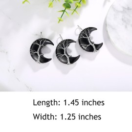 XIANNVXI Women's Necklace, Silver Chain, Crystals, Crescent Moon, Chains, Pendant, Crystal Chain, Tree of Life, Natural Energy Gemstones, Jewellery, Gift for Women, Crystal Stainless Steel, No