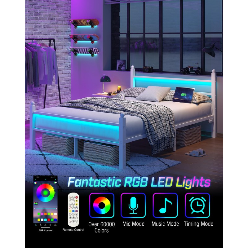 CollaredEagle Full Bed Frame with Headboard and Footboard,Heavy Duty Steel